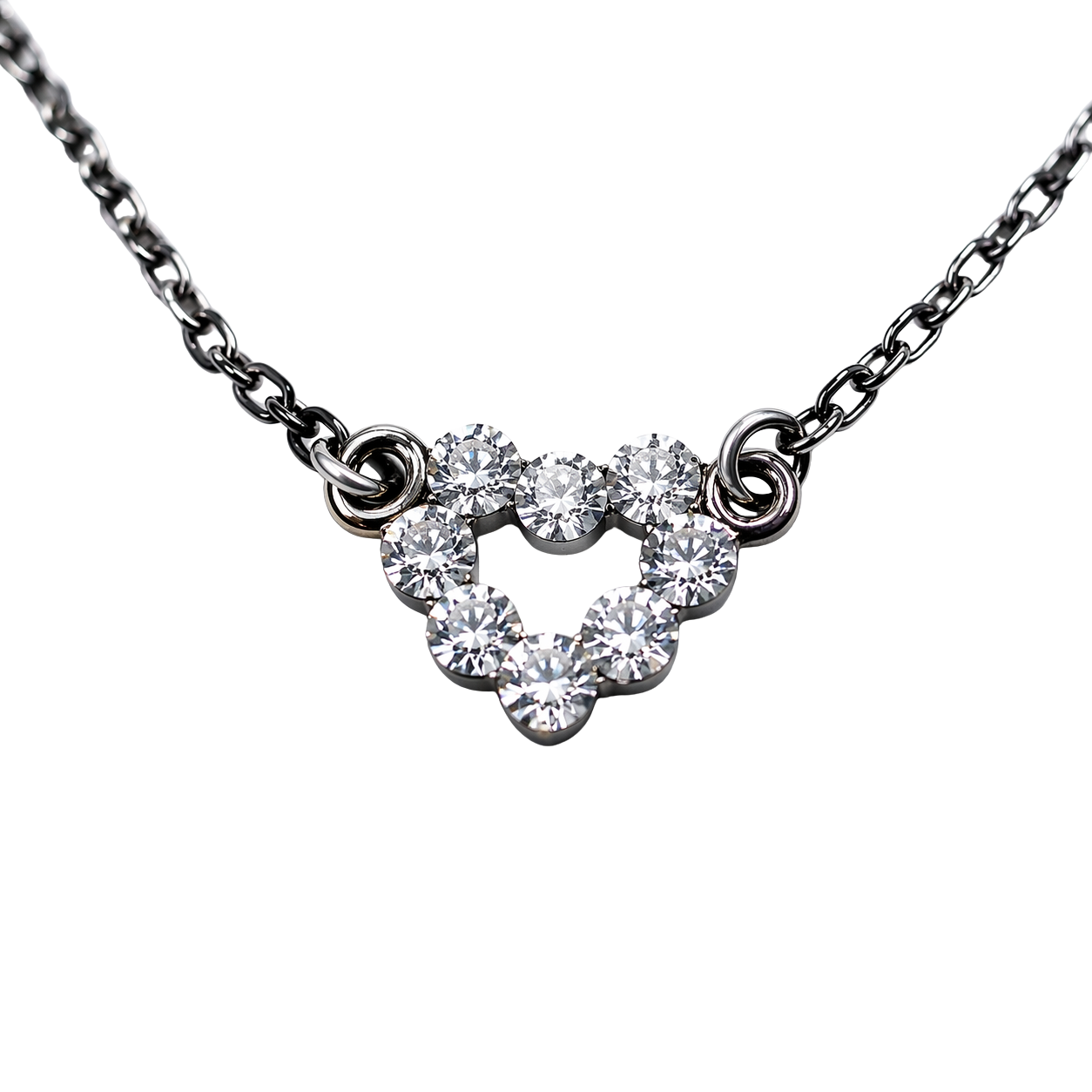 Silver Chain Rhinestone Heart Pendant Doll Necklace for 18 Inch Fashion Doll Jewelry