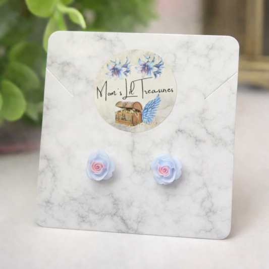 Blue PurplePink Rose Flower Post Doll Earrings • 2mm Post • for 18 Inch Fashion Doll