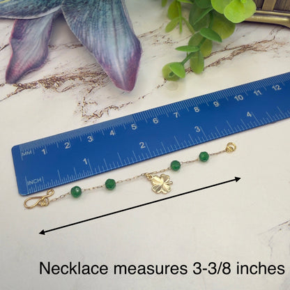 Green Bead Gold Four-Leaf Clover Doll Necklace & Earrings • 16 Inch Fashion Doll Jewelry