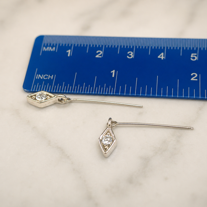 Silver Diamond Shaped Rhinestone Dangle Doll Earrings • 16” Fashion Doll Jewelry