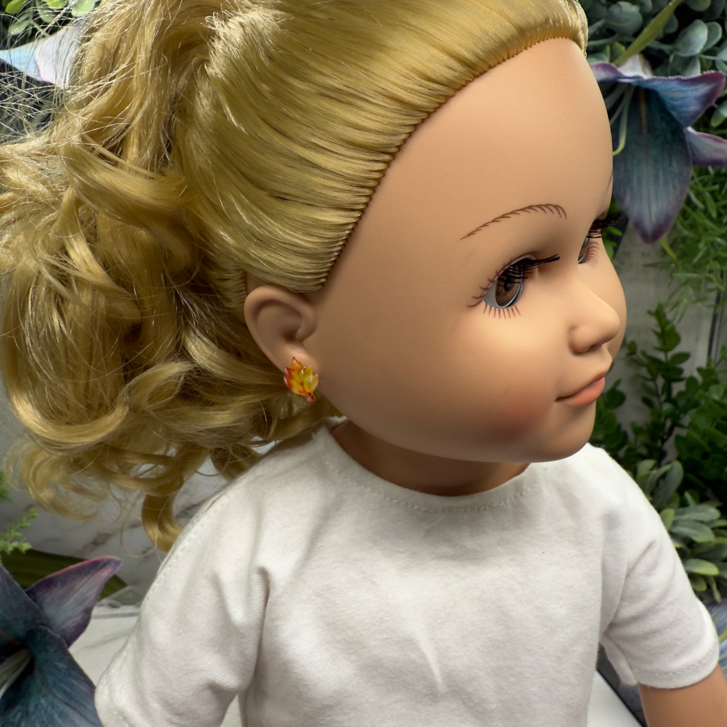 Fall Autumn Leaves Leaf Post Doll Earrings  • 18 Inch Fashion Doll Jewelry