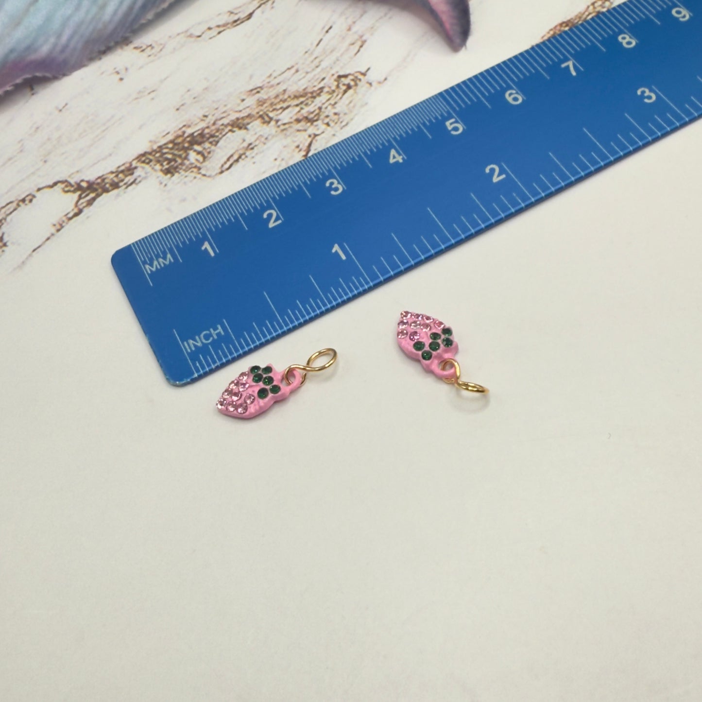 Pink Strawberry Rhinestone Accents Doll Earring DANGLE ONLY • 18” Fashion Doll Jewelry