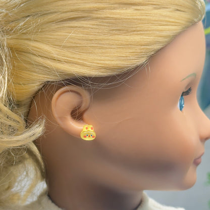 Yellow Bunny Easter Post Doll Earrings • 18 Inch Fashion Doll Jewelry