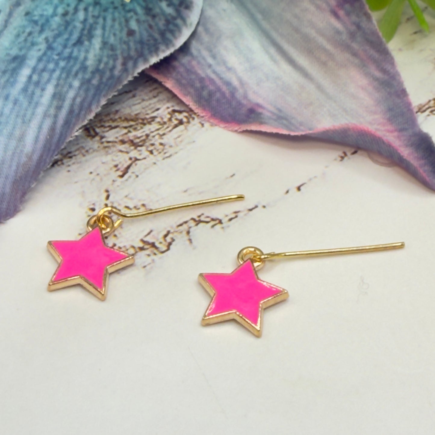 Hot Pink Star Charm Dangle Doll Earrings • 18 Inch Fashion Doll Jewelry