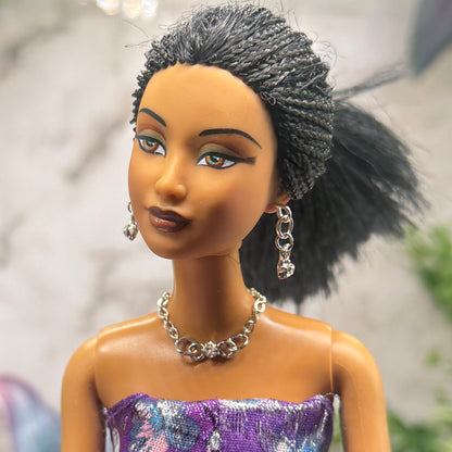 Silver Chain Clear Star Rhinestone Accent Doll Necklace & Earrings • 10-12 Inch Fashion Doll Jewelry 1:6