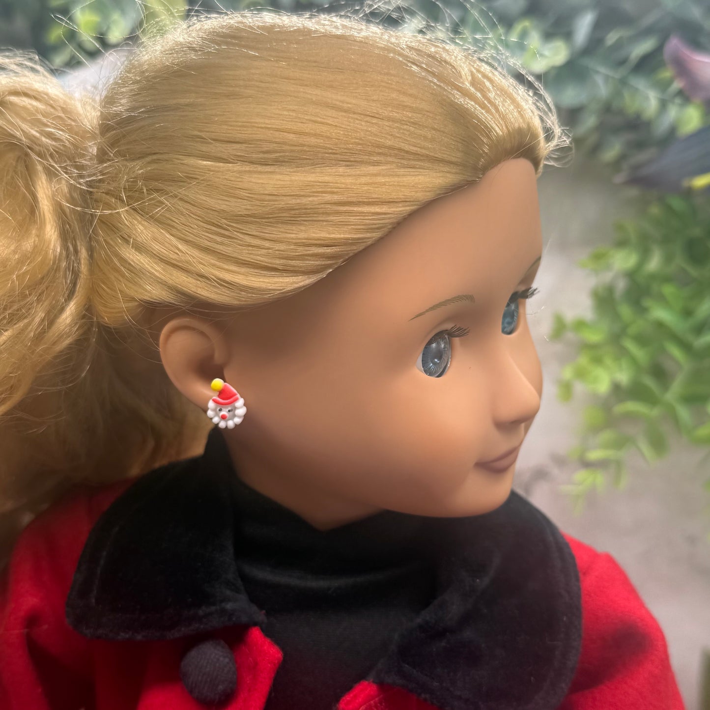 Santa Christmas Post Doll Earrings • 18 Inch Fashion Doll Jewelry