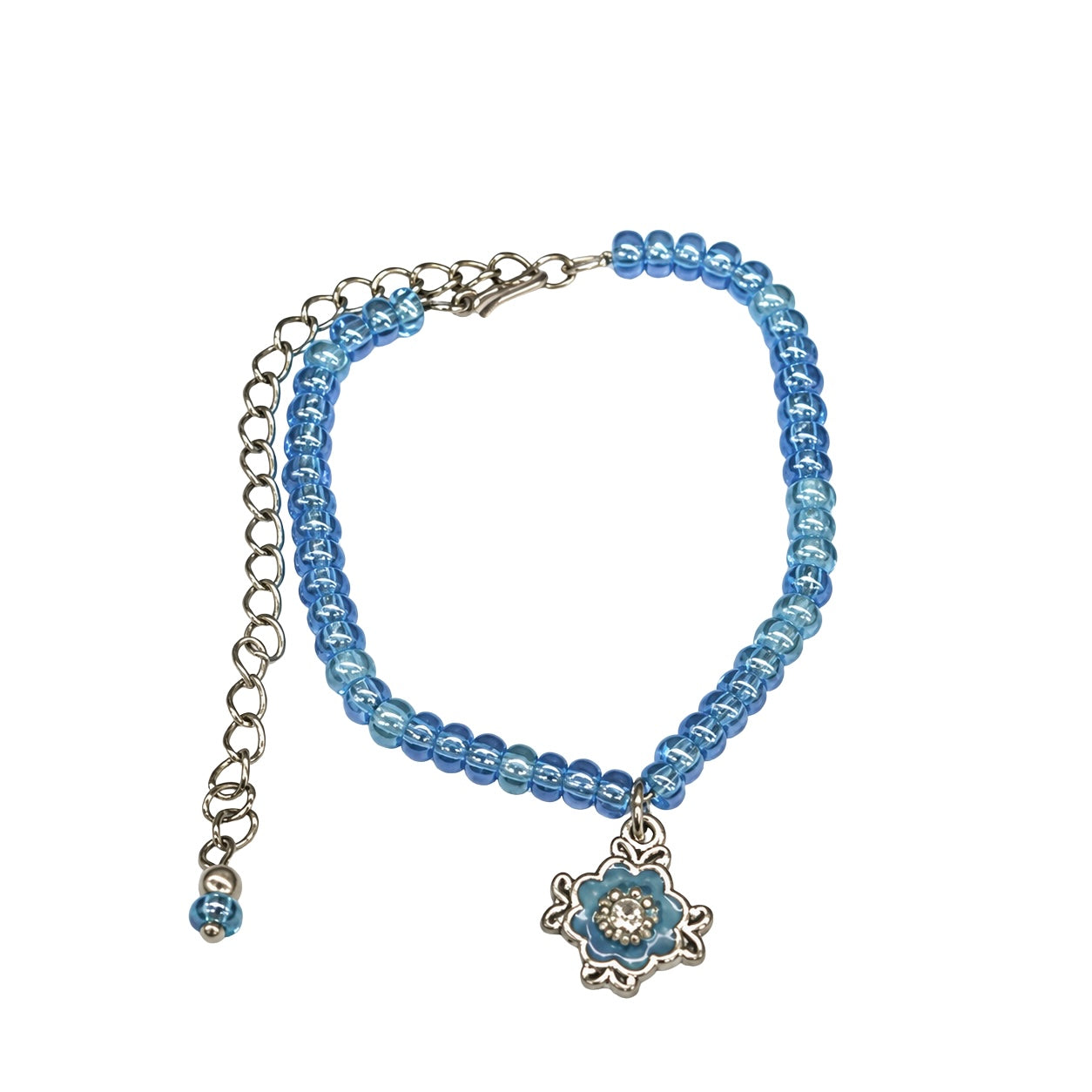 Iridescent Blue Beaded Doll Necklace W/ Pendant • 18” Fashion Doll Jewelry