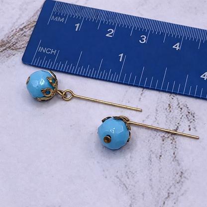 Turquoise Blue Glass Dangle Earrings • 18 Inch Fashion Doll Jewelry