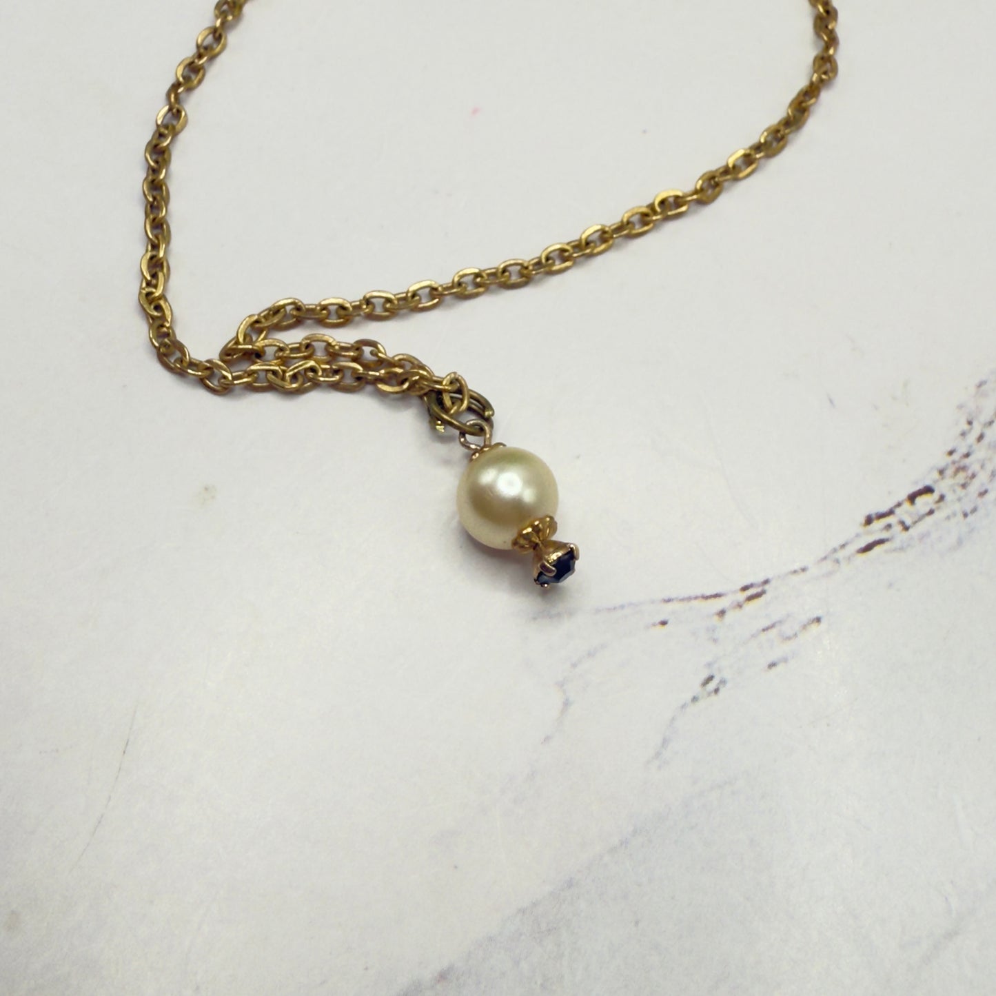 Pearl Drop Light Purple Rhinestone Gold Chain Doll Necklace • 18 Inch Fashion Doll Jewelry