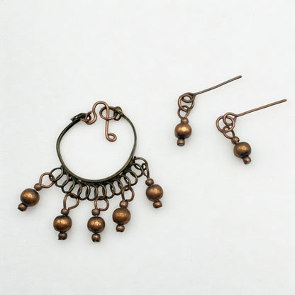 Bronze Copper Beaded Collar Style Necklace & Earrings Set  • 10-12 Inch Fashion Doll Jewelry 1:6