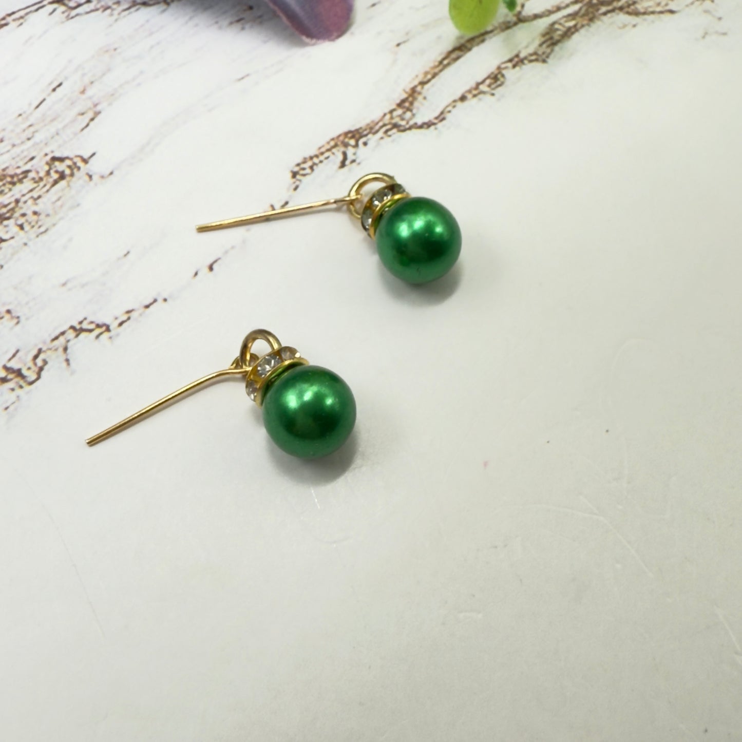 Green Christmas Ornament Charm Dangle Doll Earrings • 18 Inch Fashion Doll Jewelry