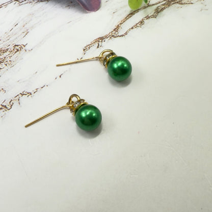 Green Christmas Ornament Charm Dangle Doll Earrings • 18 Inch Fashion Doll Jewelry