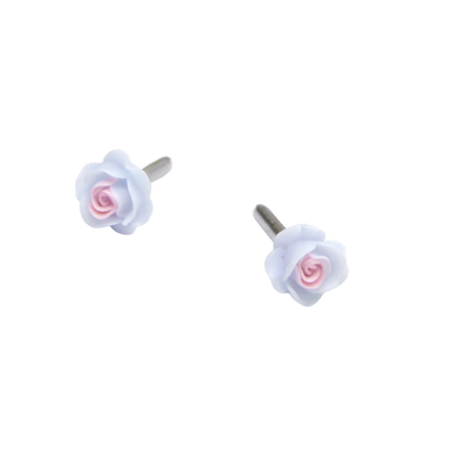 Blue PurplePink Rose Flower Post Doll Earrings • 2mm Post • for 18 Inch Fashion Doll