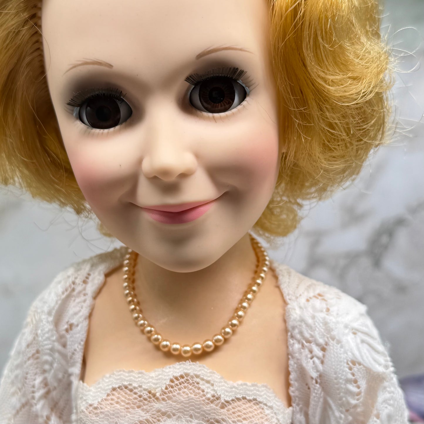 Peach Color Pearl Doll Necklace • 18-22 Inch Fashion Vintage Doll Jewelry
