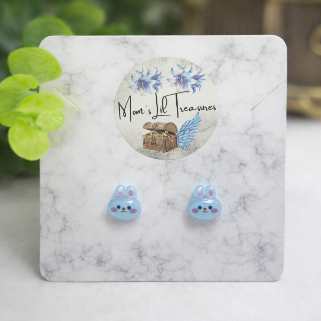 Light Blue Bunny Easter Post Doll Earrings • 18 Inch Fashion Doll Jewelry