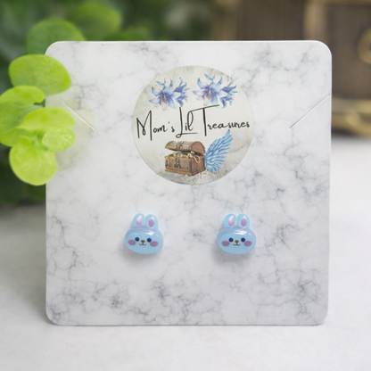 Light Blue Bunny Easter Post Doll Earrings • 18 Inch Fashion Doll Jewelry