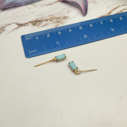 Blue Glass Rectangular Dangle Gold Chain Doll Necklace Earrings Set • 18 Inch Fashion Doll Jewelry