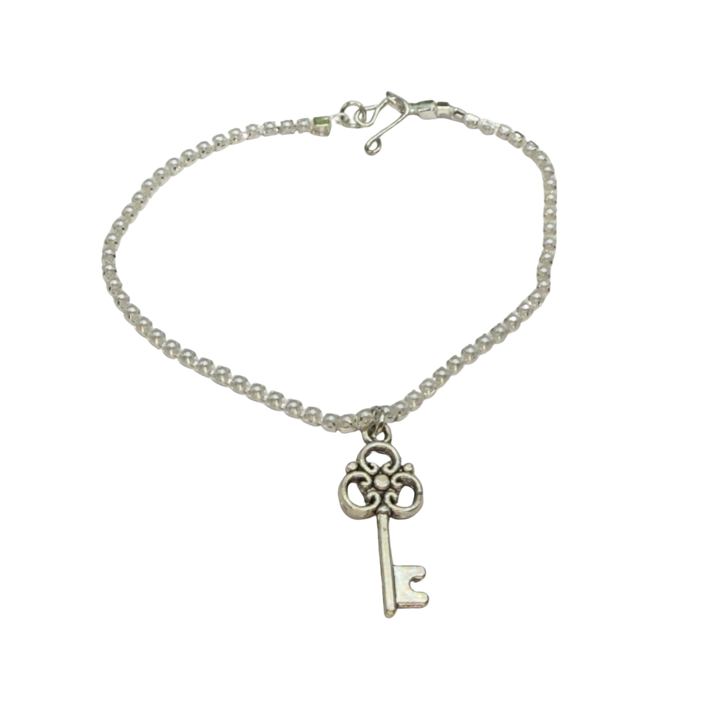 Silver Key Charm Pearl Cup Chain Doll Necklace • 18 Inch Fashion Doll Jewelry