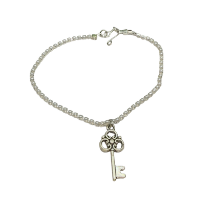Silver Key Charm Pearl Cup Chain Doll Necklace • 18 Inch Fashion Doll Jewelry