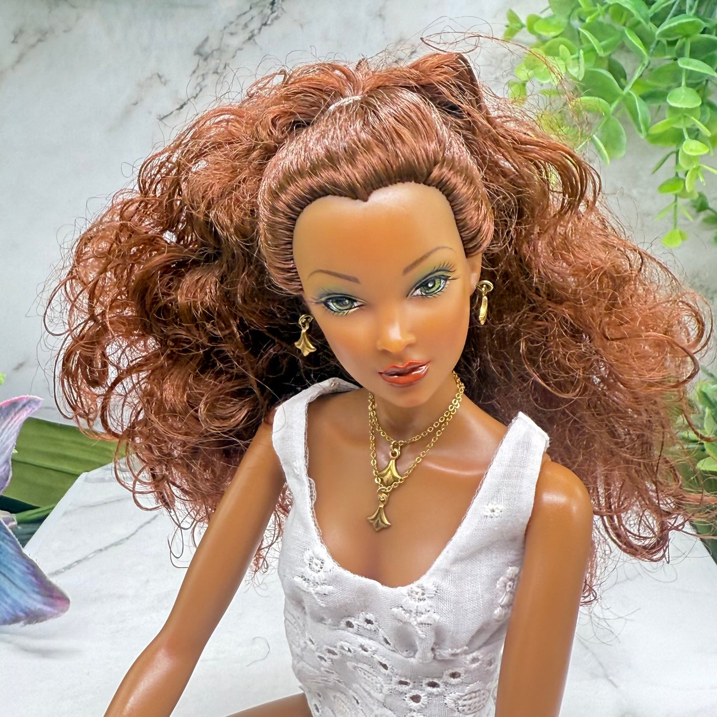 Victorian Style Double Pendant Chain Doll Necklace & Earrings • 16 Inch Fashion Doll Jewelry