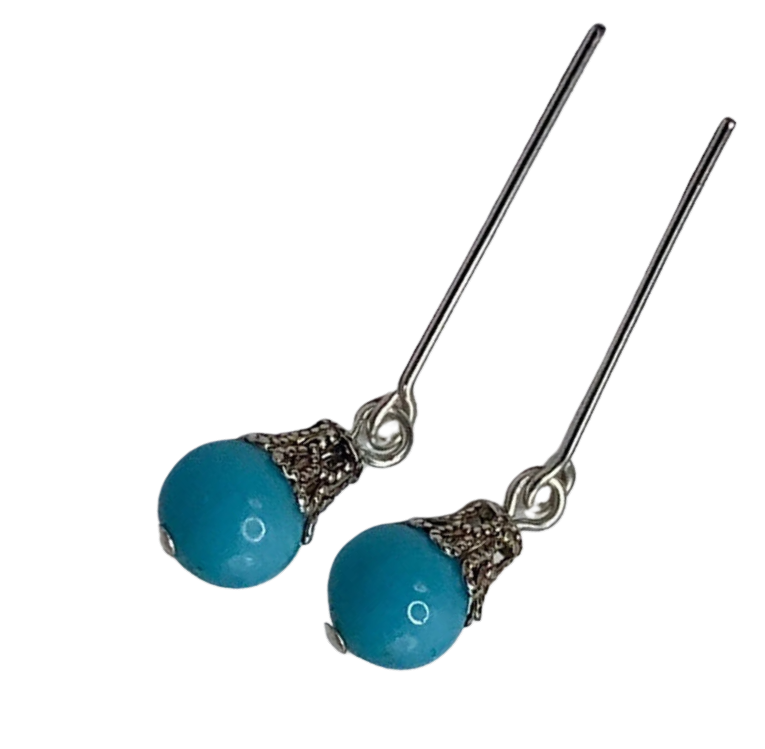 Light Turquoise Blue Dangle Doll Earrings • 18 Inch Fashion Doll Jewelry