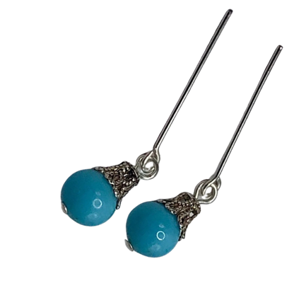 Light Turquoise Blue Dangle Doll Earrings • 18 Inch Fashion Doll Jewelry