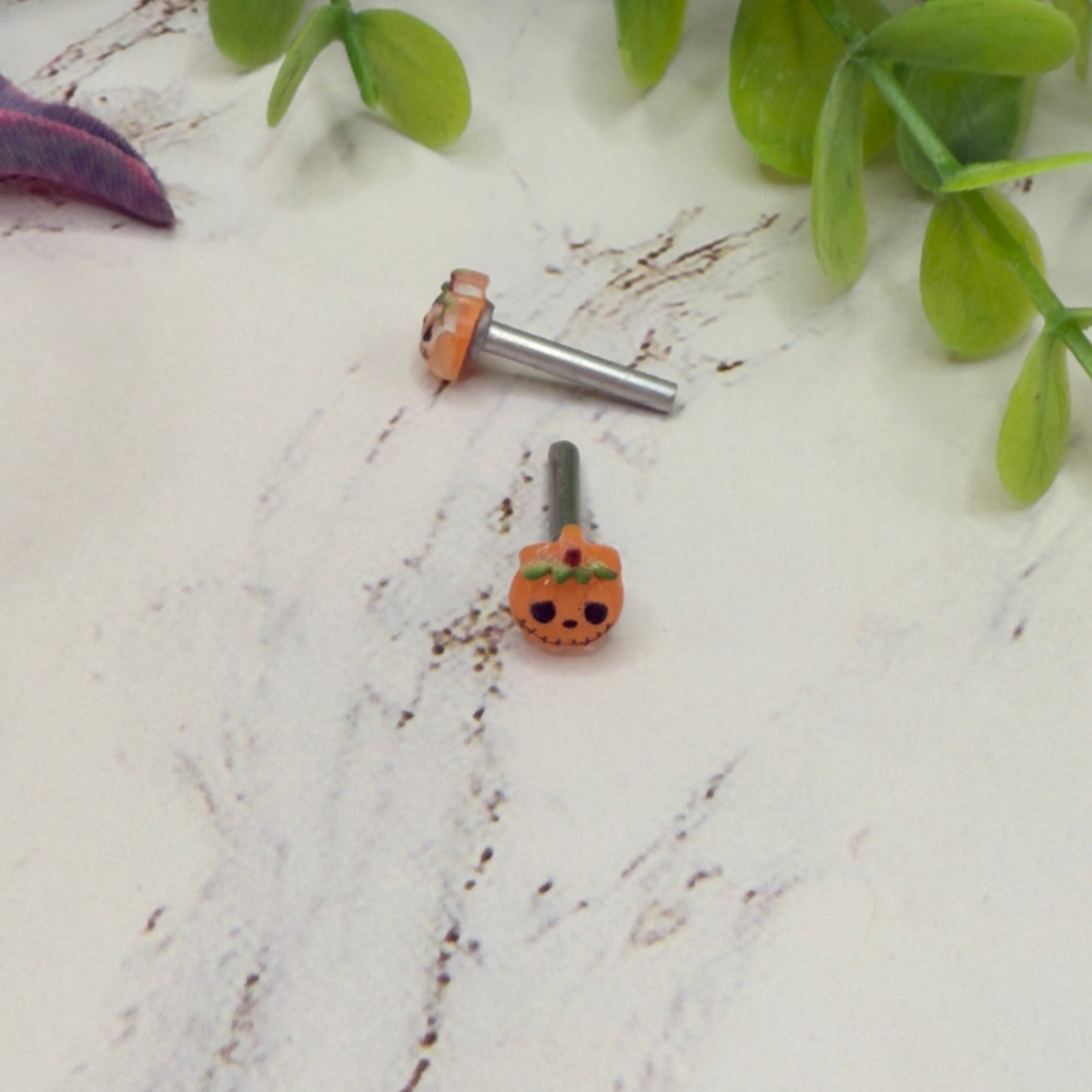 Pumpkin Halloween Post Doll Earrings • 2mm Post • fits 18” American Girl Doll