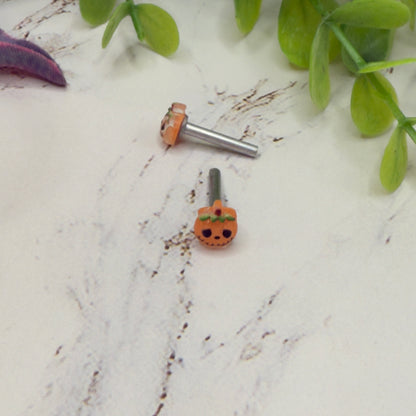 Pumpkin Halloween Post Doll Earrings • 2mm Post • fits 18” American Girl Doll