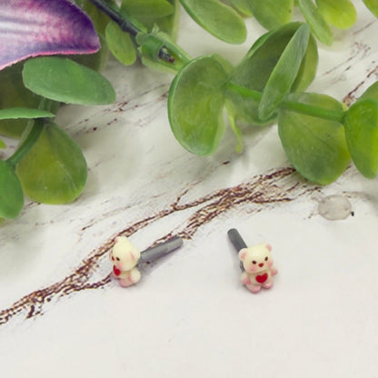 Teddy Bear Red Heart Post Doll Earrings • 2mm Post for 18 Inch Fashion Doll