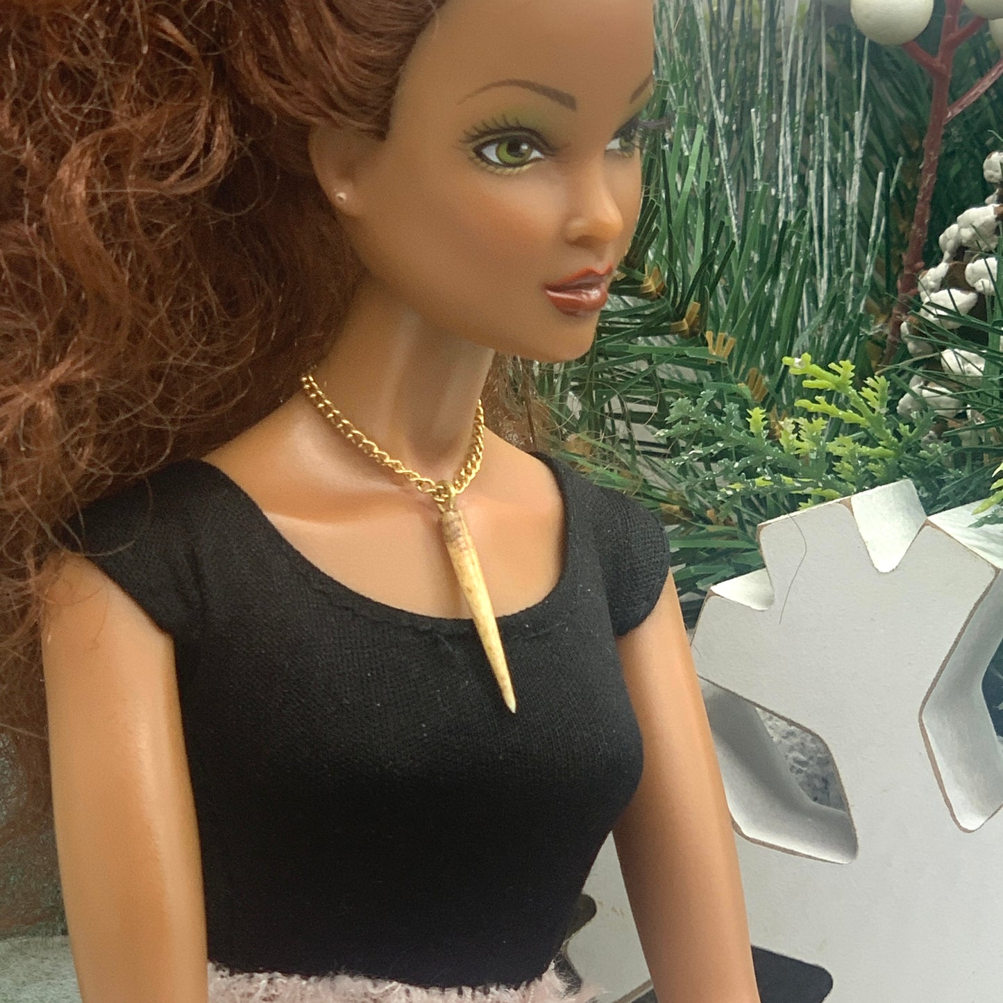 Long Spear Shaped Statement Pendant Doll Necklace • 16 Inch Doll Jewelry