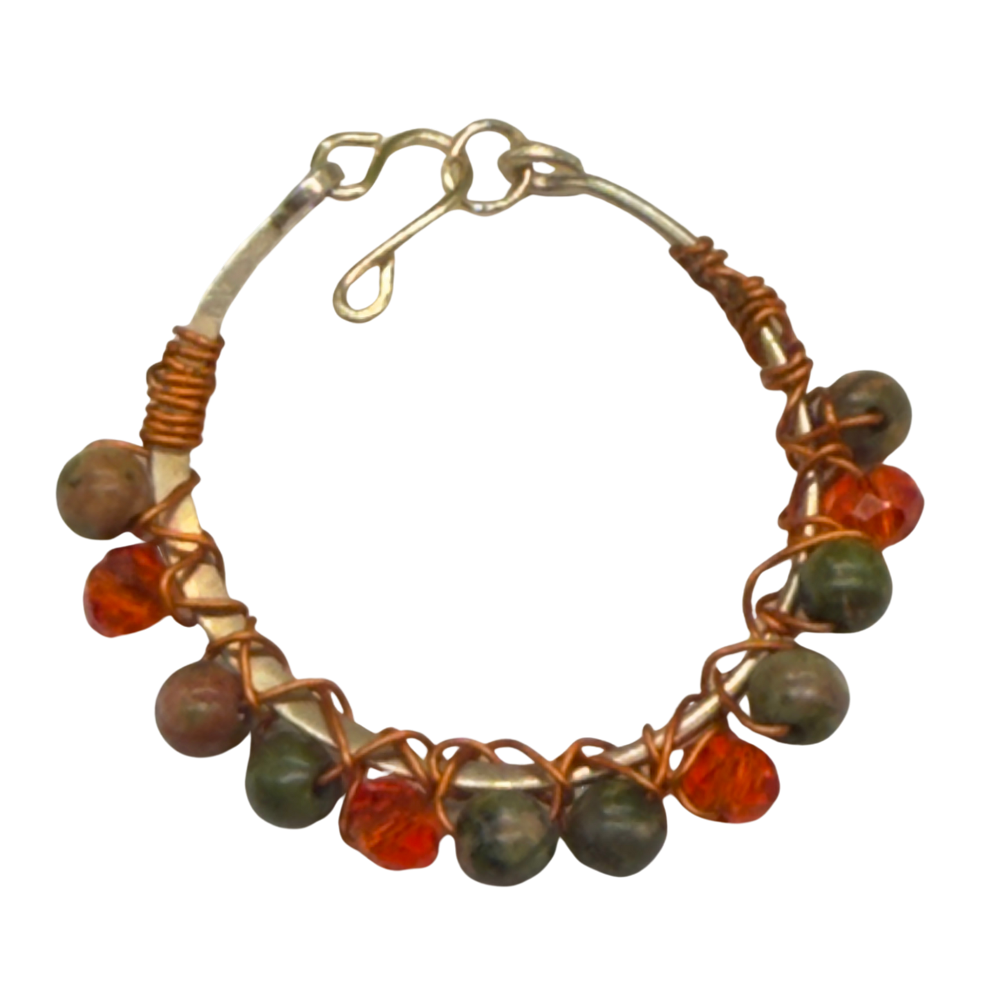 Orange Brown Green Bead Wire Choker Doll Necklace • 16 Inch Fashion Doll Jewelry