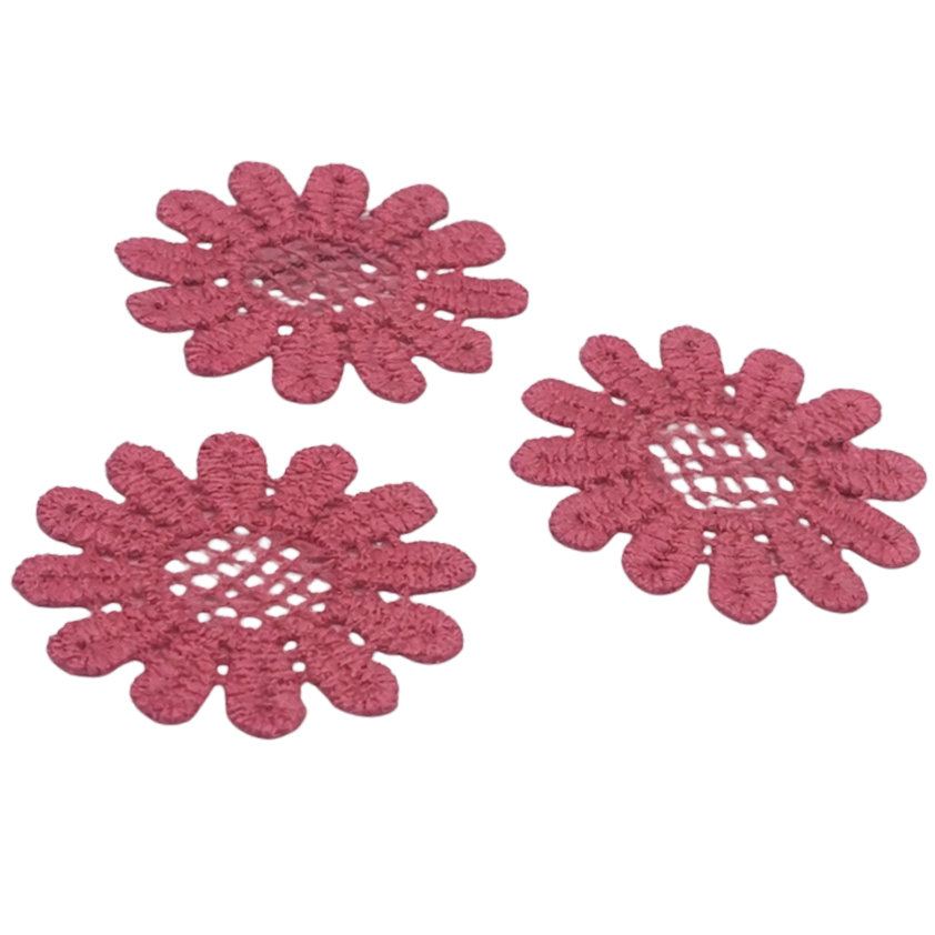 Set Of Three Pink Crochet Fabric Doilies Doily Tablecloth • Dollhouse Miniature