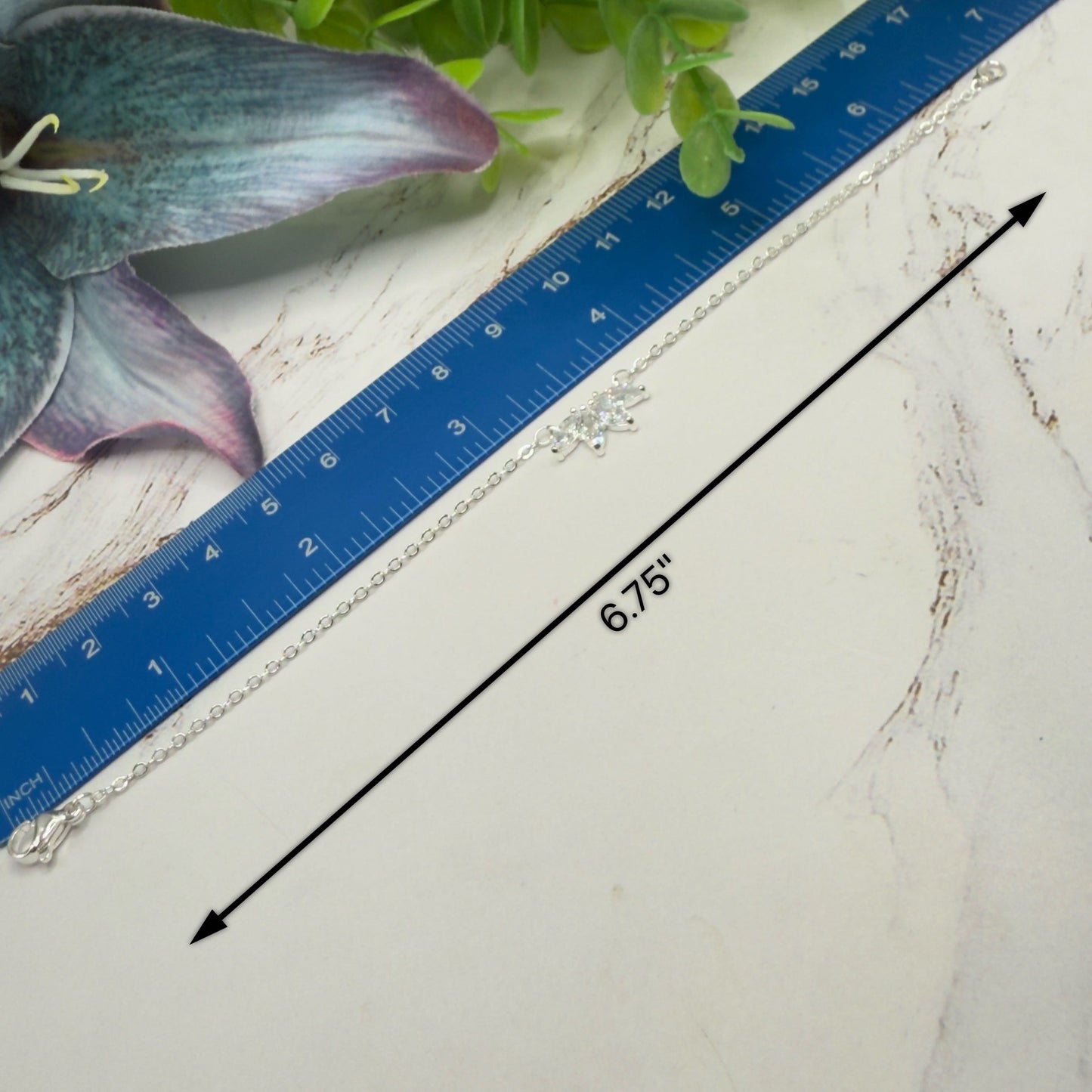 Clear Crystal Rhinestone Petals Shape Pendant Silver Doll Necklace • 18 Inch Fashion Doll Jewelry