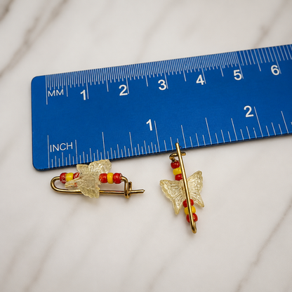 Light Yellow & Red Butterfly Doll Hair Barrettes 14-18” Fashion Dolls • Doll Hair Accessories