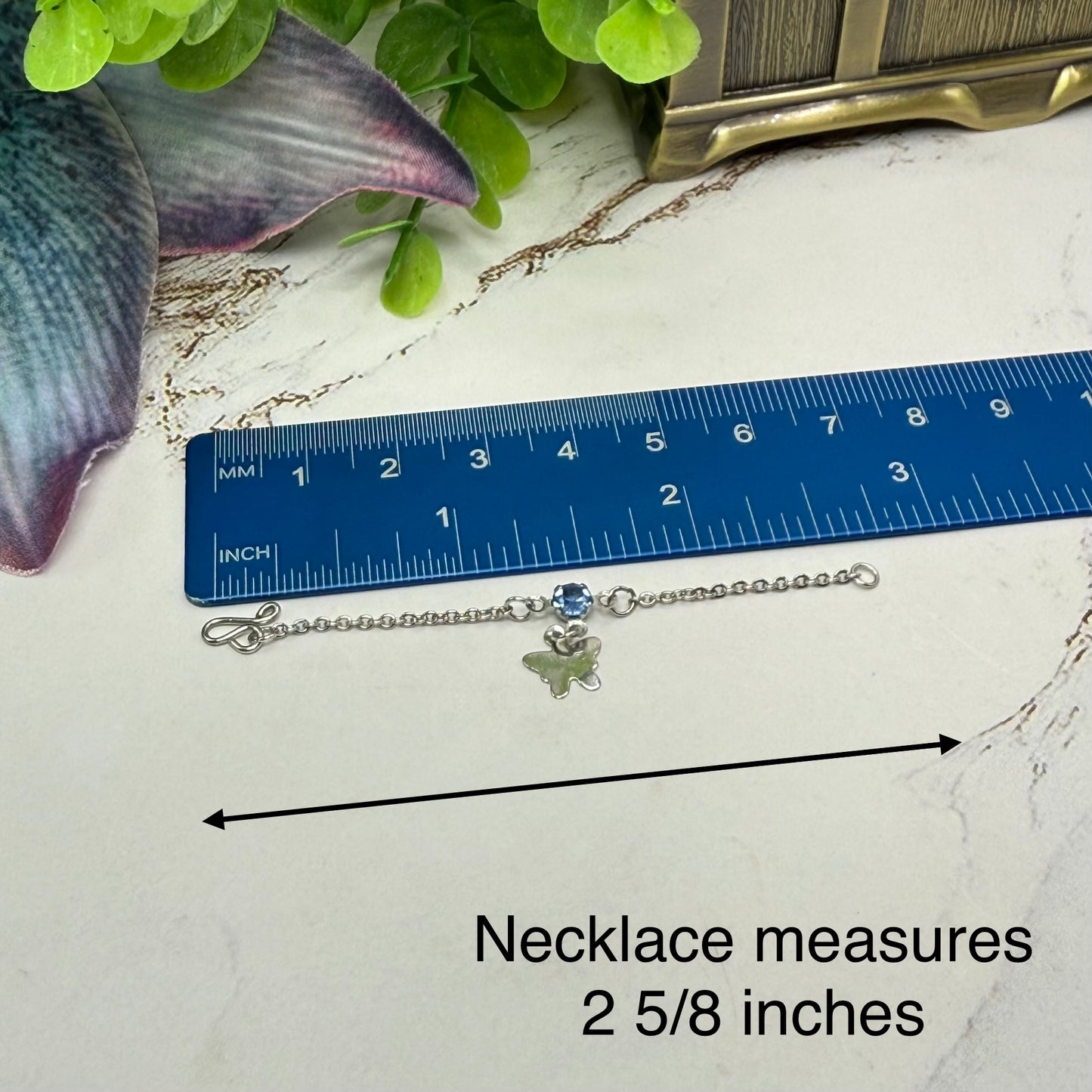 Blue Rhinestone Silver Butterfly Charm Doll Necklace & Earrings for 10-12 Inch Fashion Dolls 1:6