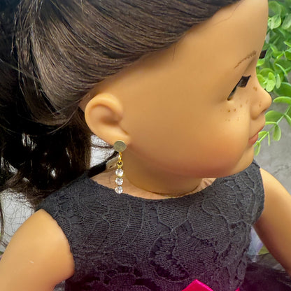 Clear Rhinestone Dangle Doll Earrings -  DANGLE ONLY • 18” Fashion Doll Jewelry