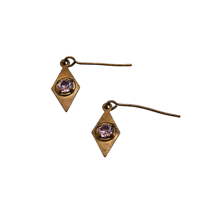 Diamond Pink Rhinestone Gold Brass Dangle Doll Earrings for 11-12” Fashion Doll Jewelry