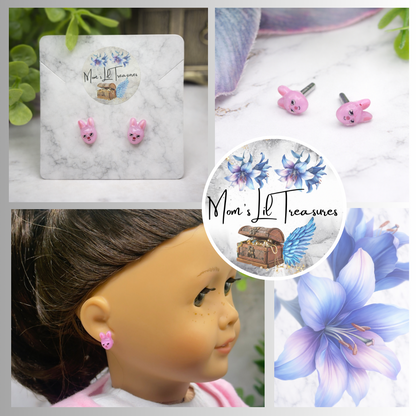 Pink Easter Bunny Post Doll Earrings • 2mm Post for 18 Inch Fashion Doll (Copy)