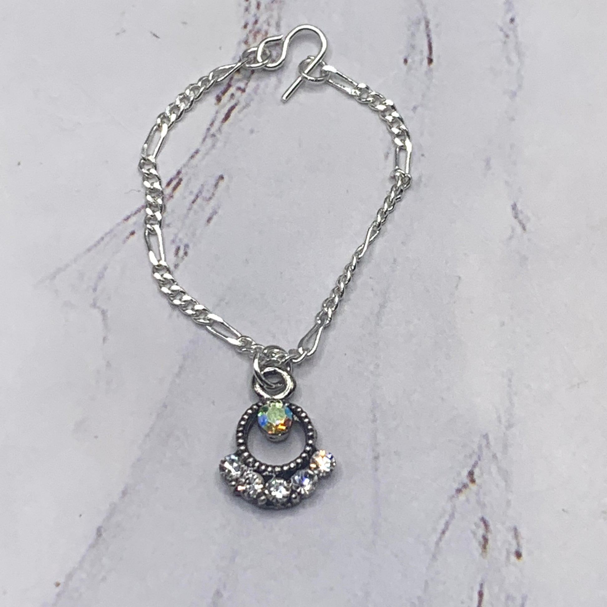 Rhinestone Pendant Silver Chain Doll Necklace • 16 Inch Fashion Doll Jewelry