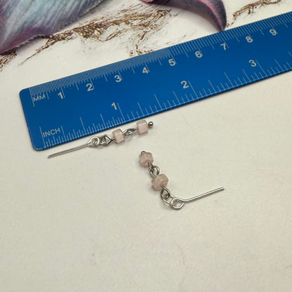 Light Pink Glass Bead Silver Chain Doll Necklace & Earrings • 18 Inch Fashion Doll Jewelry