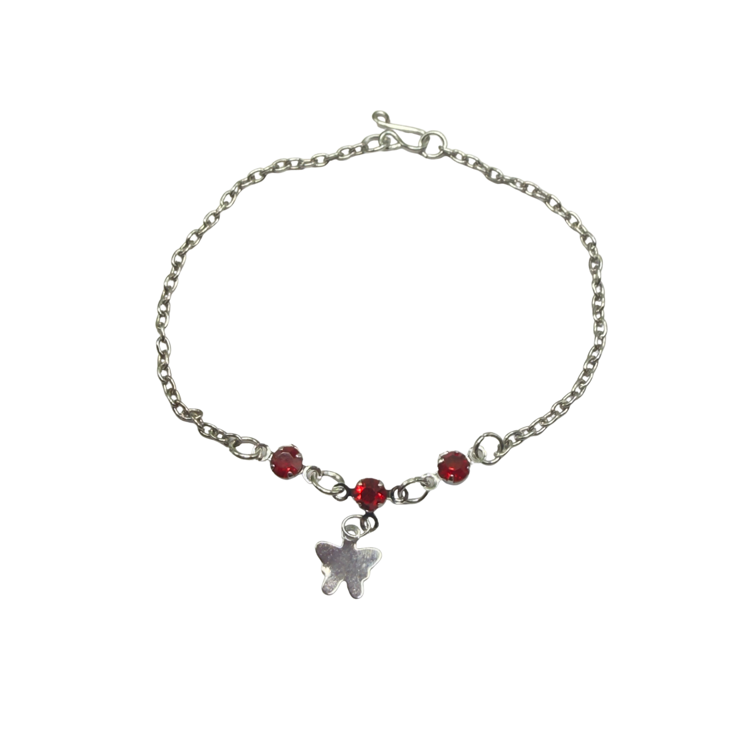 Silver Butterfly Charm Red Rhinestone Accent Doll Necklace • 18 Inch Fashion Doll Jewelry
