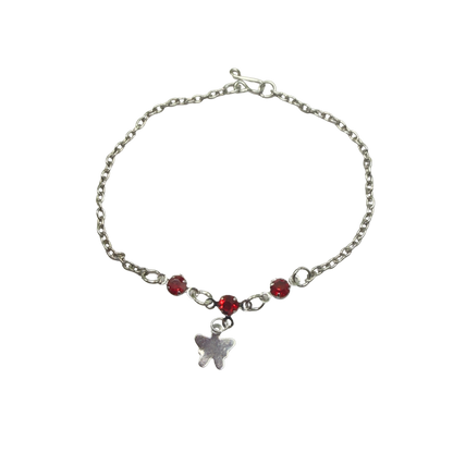 Silver Butterfly Charm Red Rhinestone Accent Doll Necklace • 18 Inch Fashion Doll Jewelry