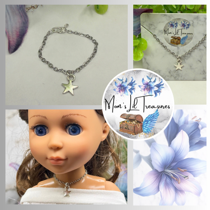 Silver Star Charm Doll Necklace for 14 Inch Fashion Dolls