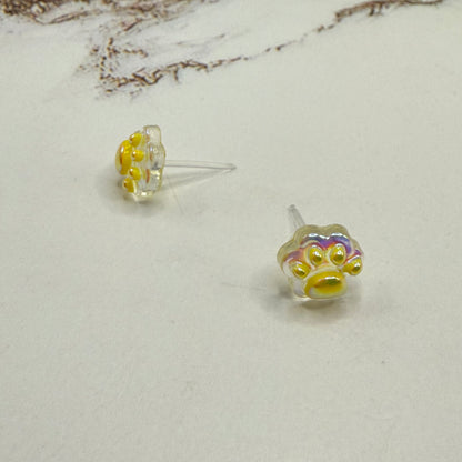 Light Yellow Acrylic Paw Print Doll Earrings • 18 Inch Fashion Doll Jewelry