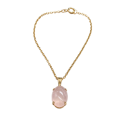 Oval Opal Light Pink Glass Pendant Gold Chain Doll Necklace • 18” Doll Jewelry