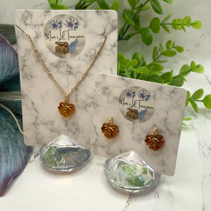 Autumn Fall Leaf Charms Doll Necklace and Dangle Earrings Set  • 18 Inch Fashion Doll Jewelry