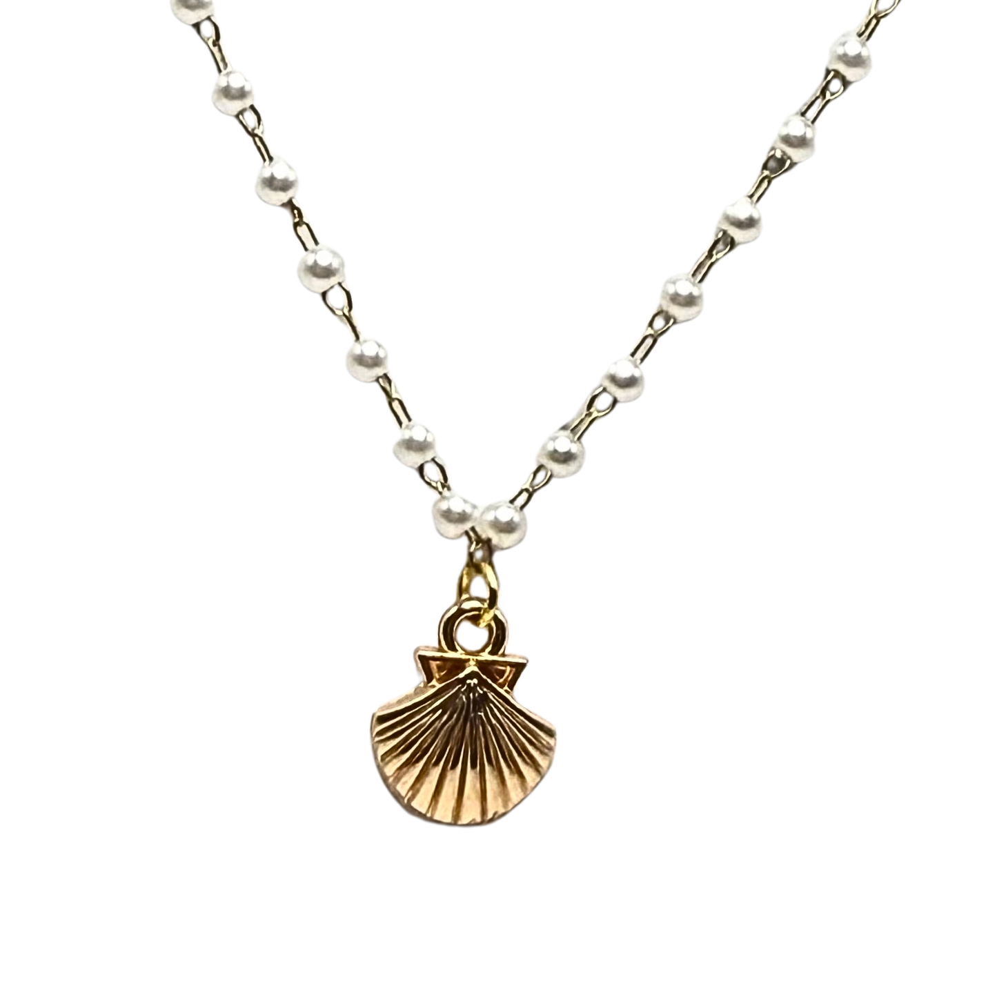 Gold Seashell Pearl Beaded Doll Necklace for 18 Inch Fashion Doll