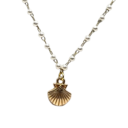 Gold Seashell Pearl Beaded Doll Necklace for 18 Inch Fashion Doll