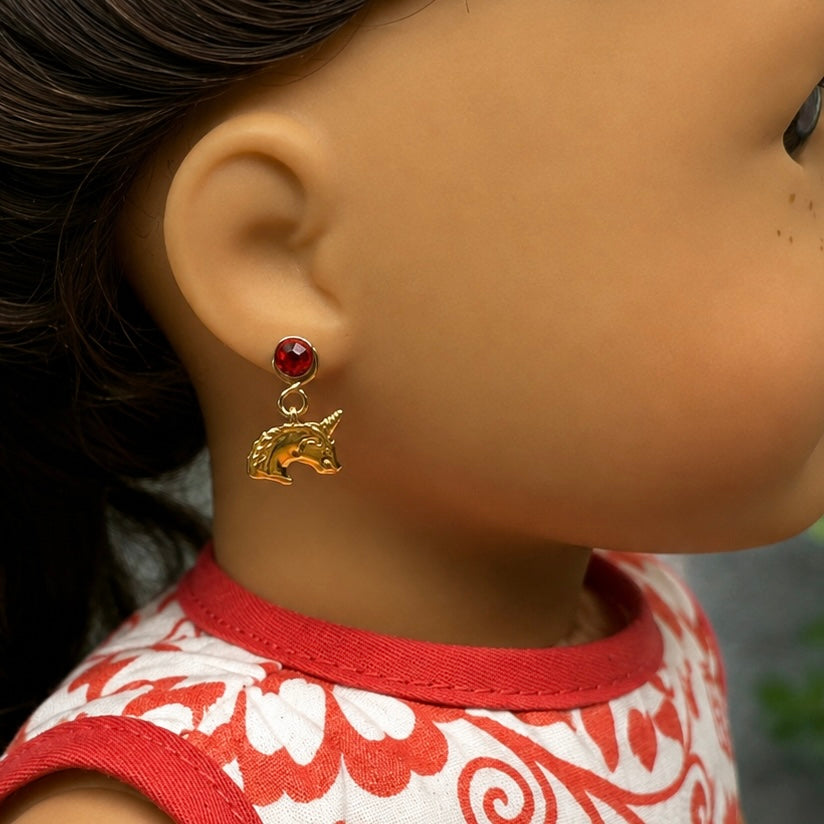 Gold Unicorn Doll Earring DANGLE ONLY • Fits 2mm Post • 18” Fashion Doll Jewelry