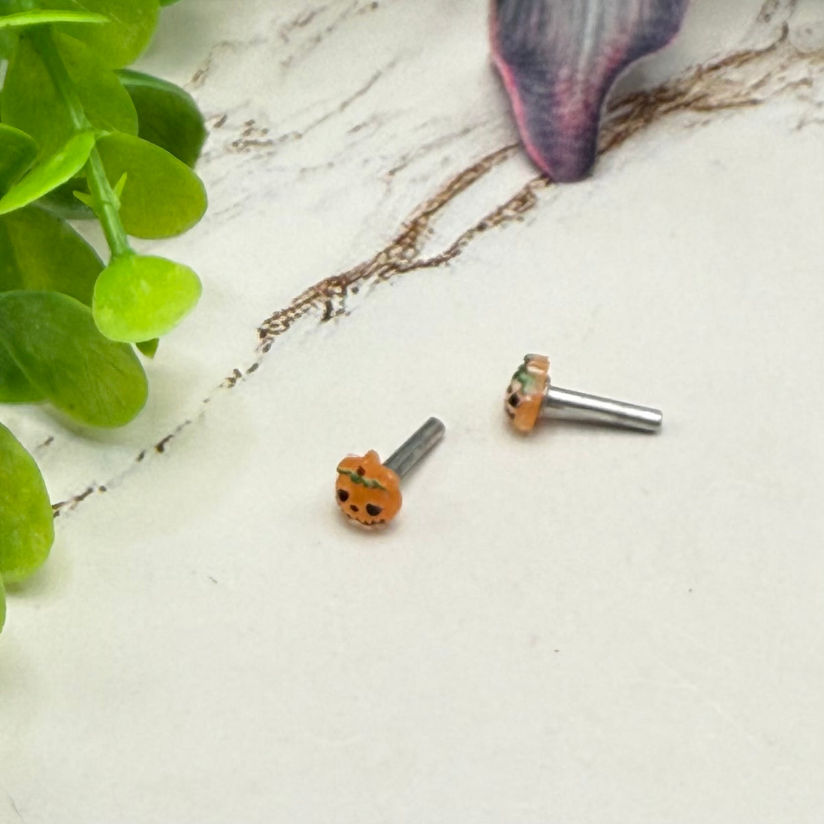 Pumpkin Halloween 2mm Post Doll Earrings | fits 18 Inch Dolls • American Girl